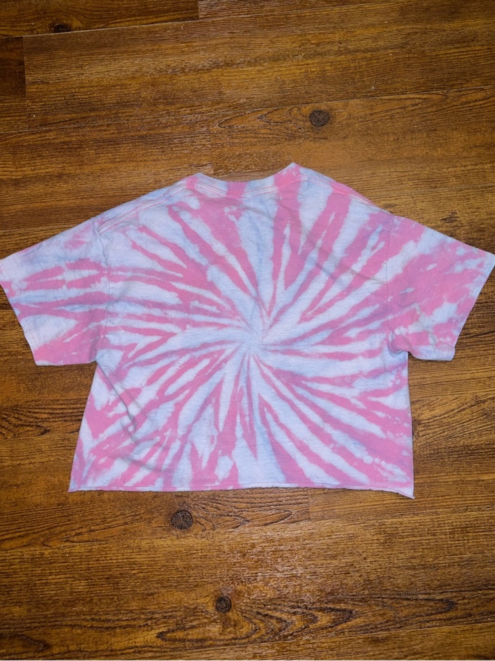 Pink Floyd Pink & Blue Tie-Dye Yellow Graphic Punk Band Cotton Crop Top Size M - Picture 2 of 6